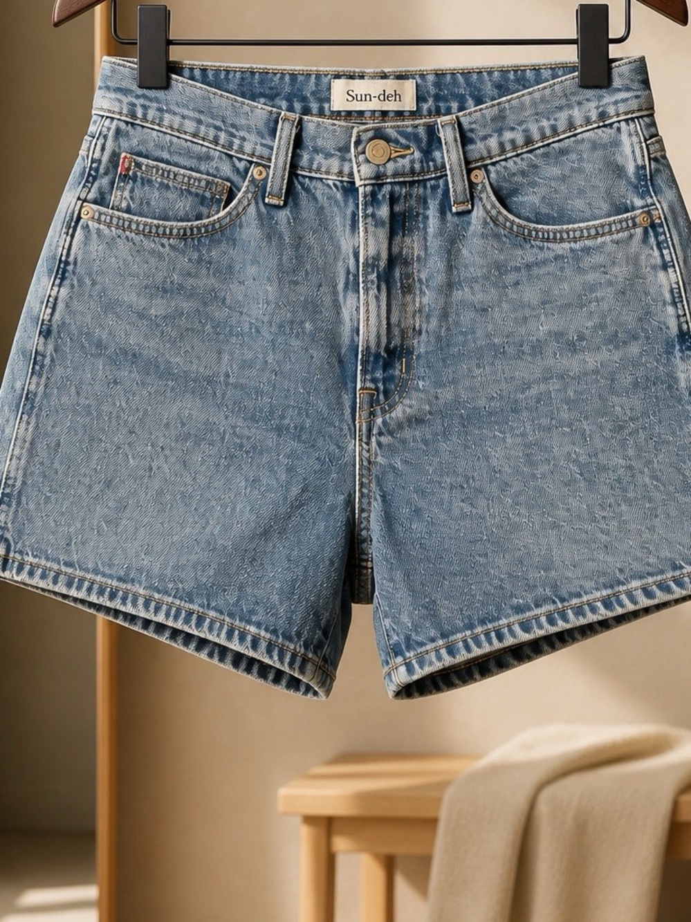 Aritzia Light Blue Denim Shorts — Classic High-Rise Style